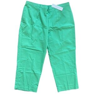 NWT Alfred Dunner Newport Green Pull On Pants Proportioned Short Womens size 20W